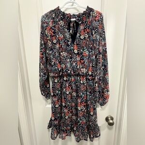 Ryan Michelle Women's Floral Cinched Waist Dress With Keyhole Size xL